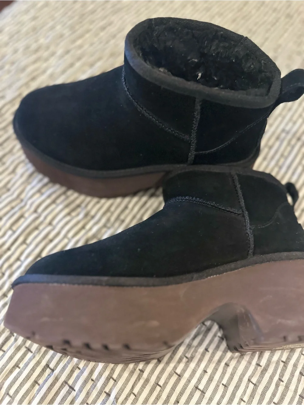 UGG Black Suede Platform Ankle Boots